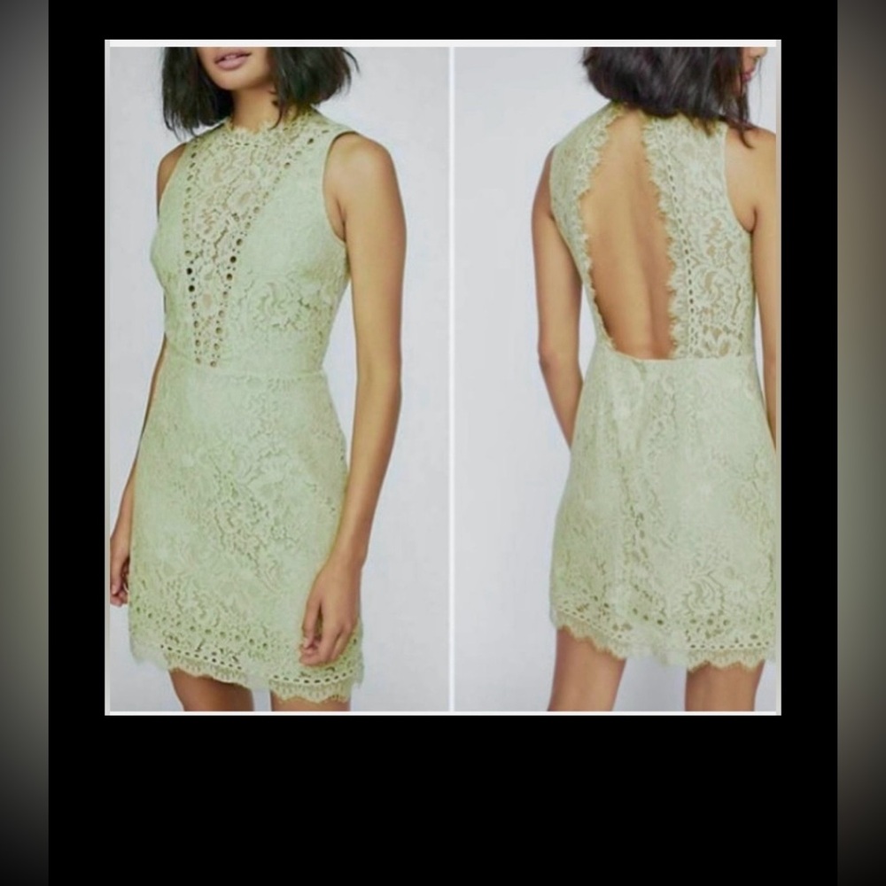 Saylor x Free People Mini Lace Dress Revealing in pistachio green size M NWT